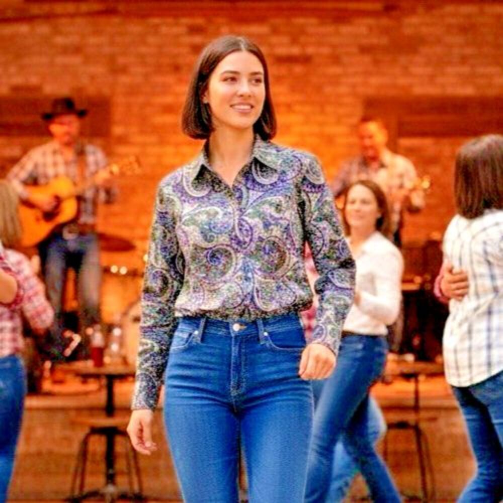Roper womens purple paisley rhinestone snap long sleeve western shirt XL